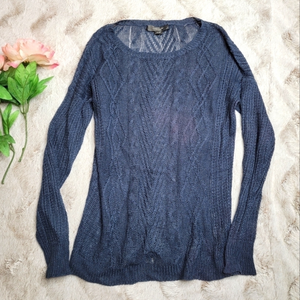 Christopher Fischer 100% Linen Blue Knitted Long Sleeve Sweater Size‎ XS
